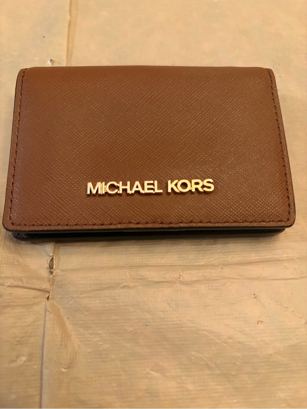Michael Kors Jet Set Travel Saffiano Leather Business Card Case - Luggage Brown